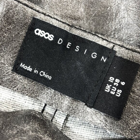 ASOS DESIGN Faux Leather Utility Midi Skirt Washed Black Size 6 - Picture 11 of 14